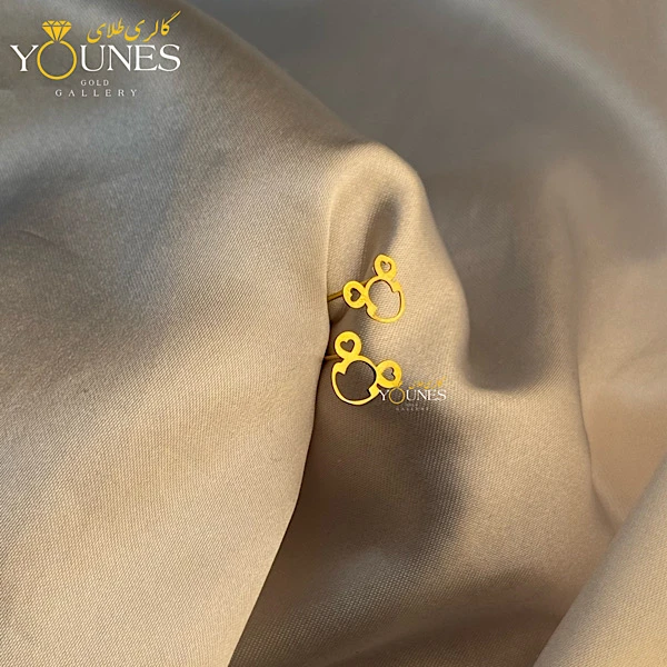 تصویر دوم گوشواره میخی طلا میکی موس